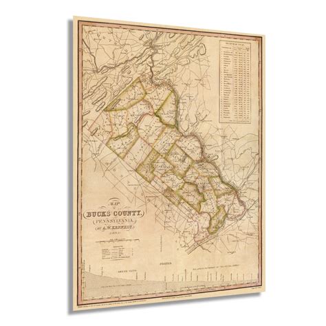 1831 Map of Bucks County Pennsylvania State Wall Art Print – Historic ...