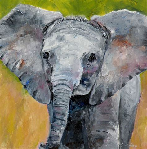 "Baby Elephant" original oil elephant portrait © Saundra Lane Galloway ...