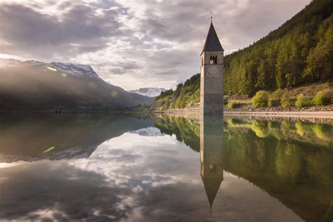 Submerged Church Tower of Graun, Lake Reschen/Resia, Italy