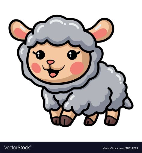 Cute happy baby sheep cartoon Royalty Free Vector Image