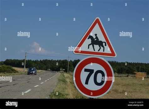 Speed limit sign, road sign from france Stock Photo - Alamy