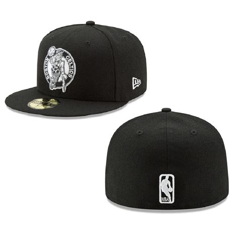 Boston Celtics White On Black New Era 59FIFTY Fitted Hat