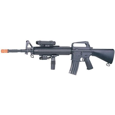 Spring Powered M16A3 Airsoft Assault Rifle with Laser & Flashlight