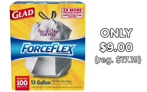 Glad ForceFlex Drawstring Trash Bags 100 count ONLY $9.00! | How to Shop For Free