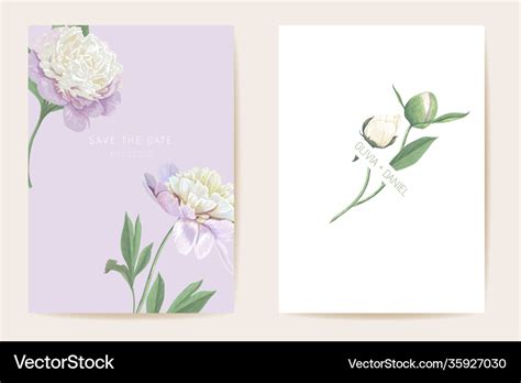 Watercolor peony floral wedding card Royalty Free Vector