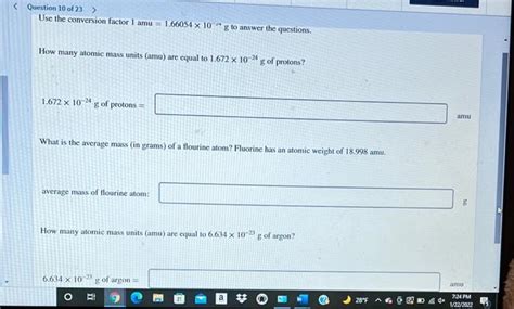 Solved Use the conversion factor I amu | Chegg.com