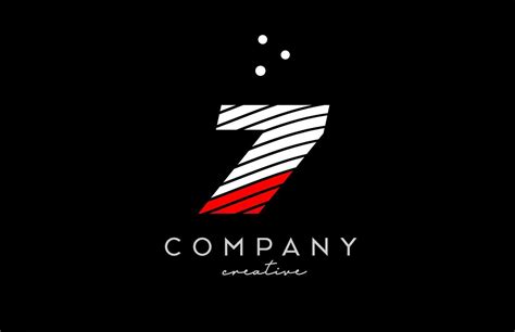 7 number logo with red white lines and dots. Corporate creative ...