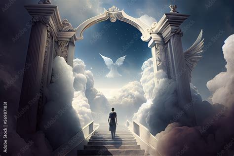 Clouds and Angels, Gates of Heaven generative ai Stock Illustration | Adobe Stock