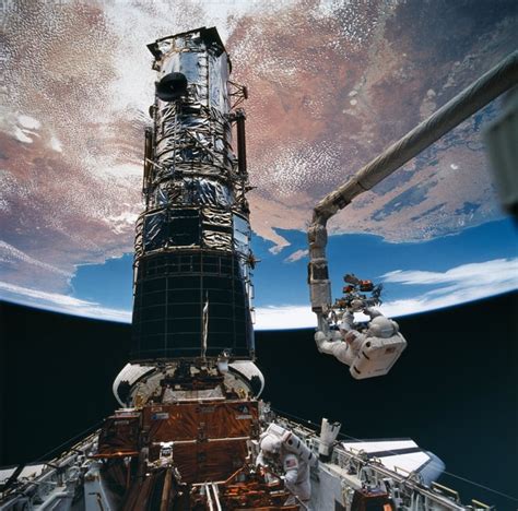 "This photograph of NASA's Hubble Space Telescope was taken during the ...