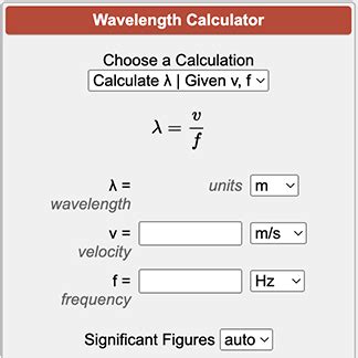 Wavelength Calculator λ = v/f