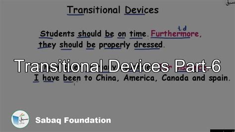 Transitional Devices Part-6, English Lecture | Sabaq.pk - YouTube