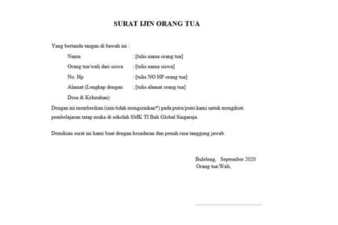 6 Contoh Surat Izin Orang Tua Berbagai Acara - Tips dan Trik Katadata.co.id