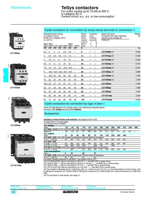 Schneider Lc1-d Series Contactor Datasheet | PDF | Alternating Current | Volt