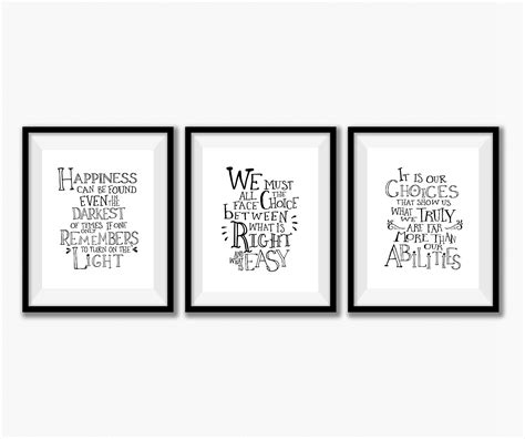 Harry Potter Quotes Wall Art Set Of 3 Harry Potter Wall Art | Etsy