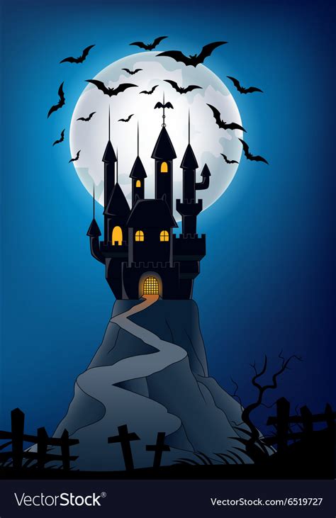 Haunted house on the hill Royalty Free Vector Image