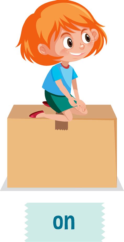 Preposition of place with cartoon girl and a box 6889564 Vector Art at ...