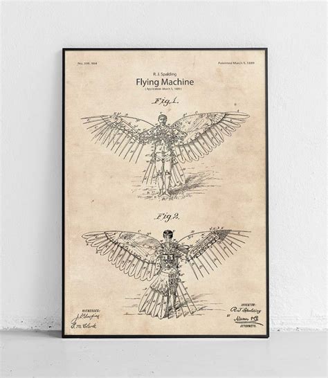 Flying machine - poster Blackboard \ 50 x 70 cm \ Smooth matte | Patents \ Transportation ...