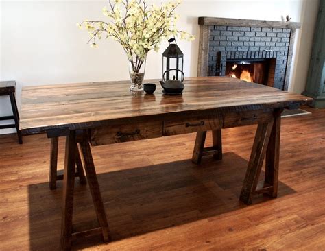 Farmhouse Dining Table With Drawers - Liken Woodworks