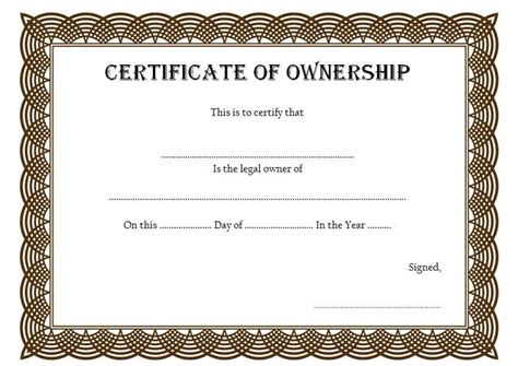 ownership certificate templates, property ownership certificate template, certifica ...