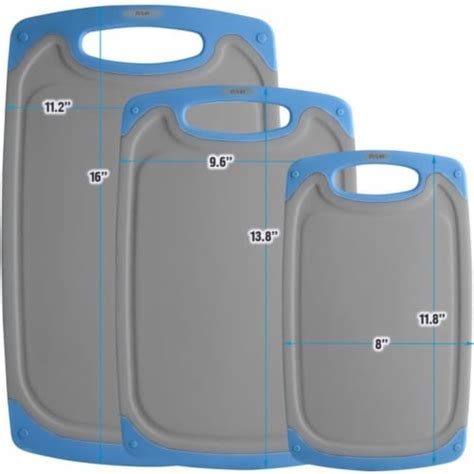 Cutting Board With Juice Grooves (3-Piece Set) - Gray and Blue, 3 - Kroger