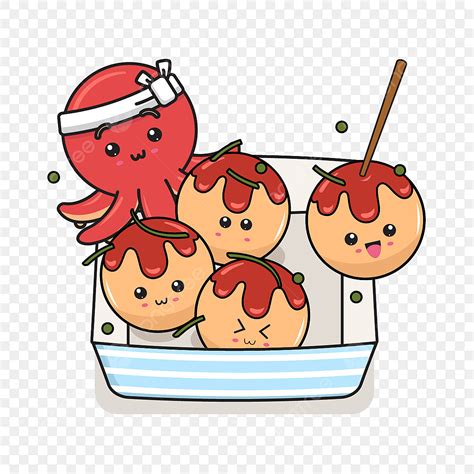 Takoyaki Cartoon Vector Hd Images, Cute Takoyaki With Octopus And Toothpick Cartoon Illustration ...