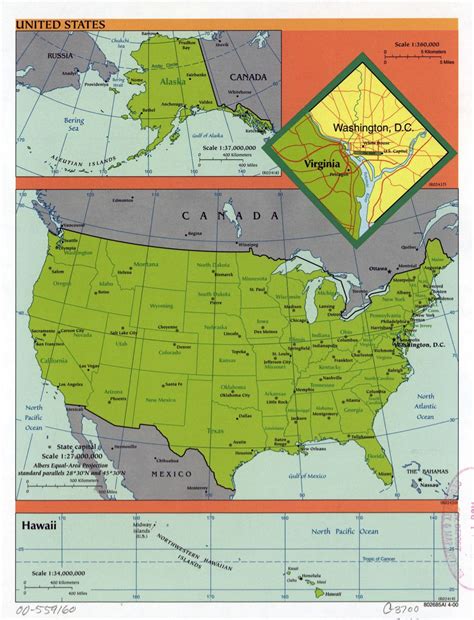 Large scale political and administrative map of the USA with major ...