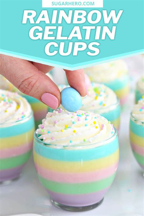 Pastel Rainbow Gelatin Cups - SugarHero