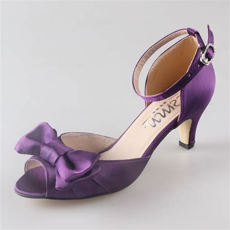 Handmade dark deep purple eggplat satin woman bridal shoes wedding ...