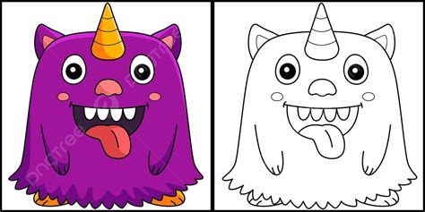 Monster Unicorn Coloring Page Colored Illustration Drawing Ugly Spooky ...