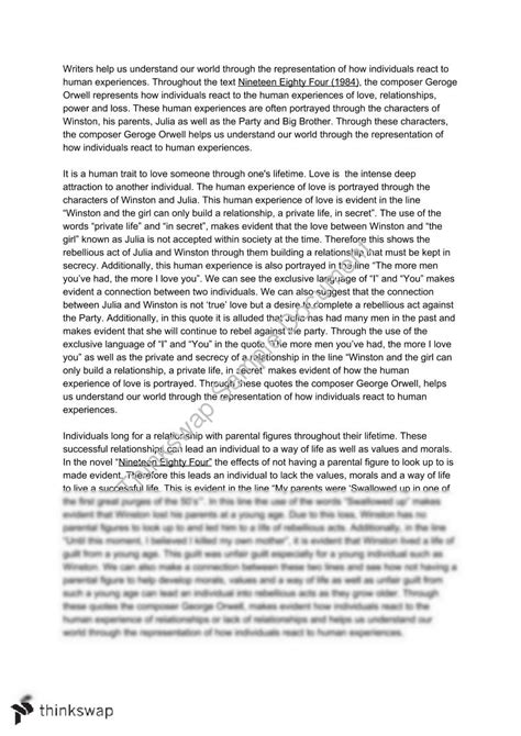 1984 George Orwell Essay | English (Standard) - Year 12 HSC | Thinkswap