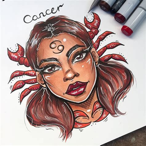 Cáncer - Shannon Hansen | Zodiaco cáncer, Arte del zodiaco, Dibujos de labios