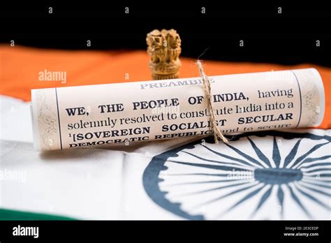 Indian constitution or Bharatiya Savidhana preamble with we the people of India writings paper ...