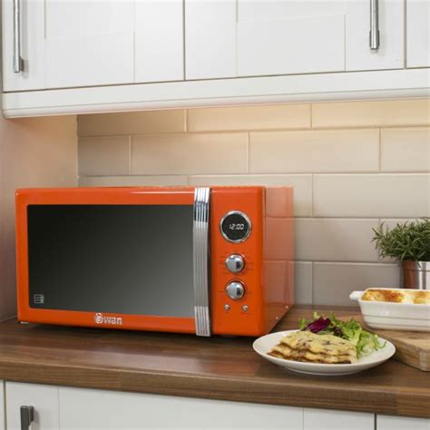 Swan SM22080ON Retro Digital Combi Microwave 25L - Orange - Kettle and ...