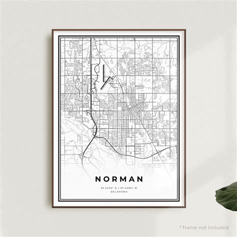 Norman Map Print Norman Street Map Poster Oklahoma Modern | Etsy