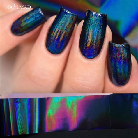 Aliexpress.com : Buy 1 roll 4cm*100cm Black Holo Nail Foils Holographic Black Nail Art Transfer ...