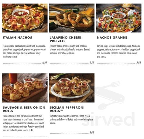 Old Chicago Pizza and Taproom menu in Katy, Texas, USA