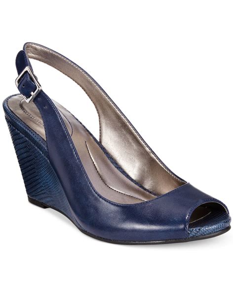 Style & co. Style&co. Babeta Slingback Dress Wedge Sandals in Blue (Navy) | Lyst