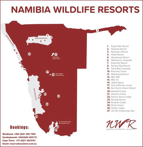 Namibia Wildlife Resorts: Zones: 1 10 18 21 27 37 44 45 46 50 54 59 60 61 66 - Tour Operators