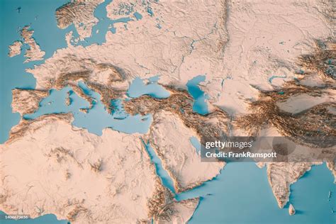 Europe India Middle East 3d Render Topographic Map Neutral High-Res Stock Photo - Getty Images