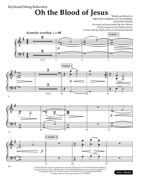 Oh The Blood Of Jesus (Choral Anthem SATB) String Reduction Sheet Music PDF (Lifeway Choral ...