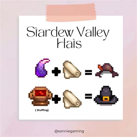 Sonnie• Switch Gamer on Instagram: "stardew valley hats (tailoring recipes) 🎩👒 " in 2024 ...