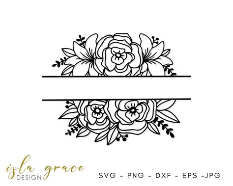 Split Floral Border Frame SVG Lily Svg Flower Monogram SVG - Etsy Singapore