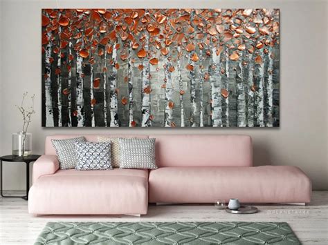 Handmade3d Textured Birch Trees Canvas Painting Wall Art Abstract ...