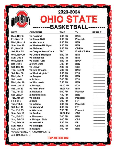 Ohio State Basketball 2024 Schedule - Annora Zandra