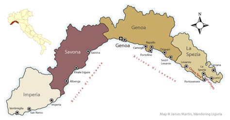 Map of Liguria Provinces and Major Cities | Wandering Liguria