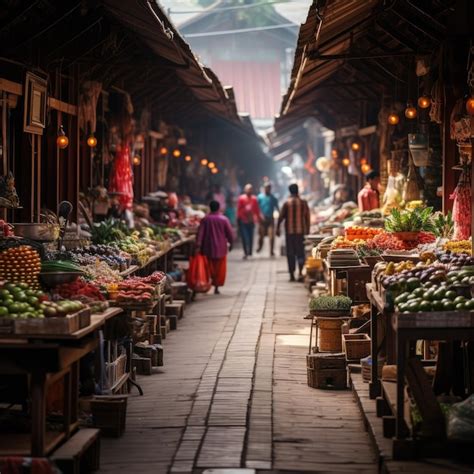 Premium AI Image | A vibrant traditional market in Indonesia