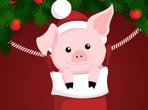 Cute Christmas Pig Illustration by Iren Barsuk on Dribbble