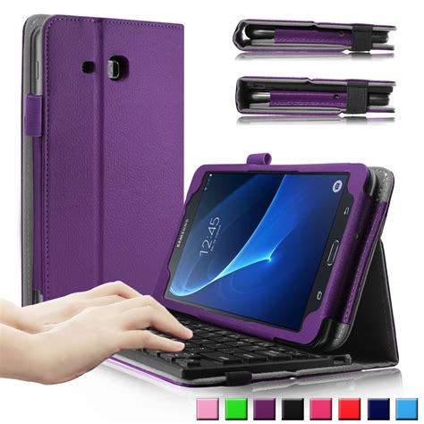 Infiland Folio PU Leather Case Cover with Magnetically Detachable Bluetooth Keyboard for Samsung ...