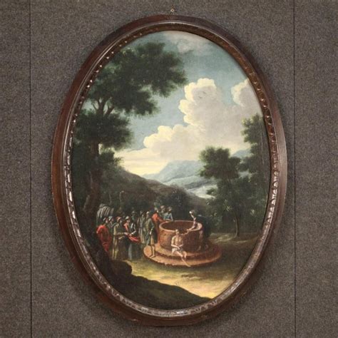 Joseph at the Well, 1721, Oval Oil on Canvas, Framed | Chairish