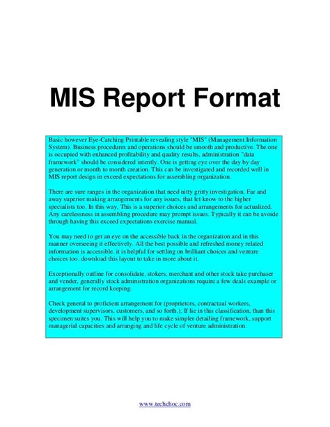 Mis report format